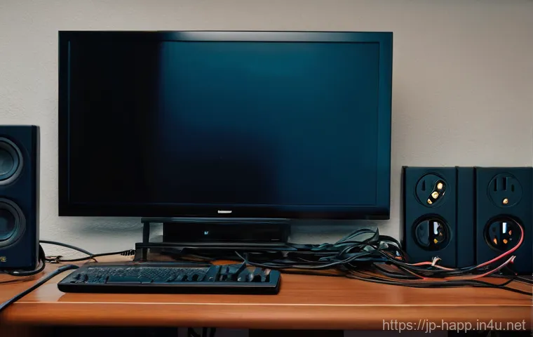 멀티탭 과열 방지 - Image Prompt 1: Overloaded and Overheating Power Strip**