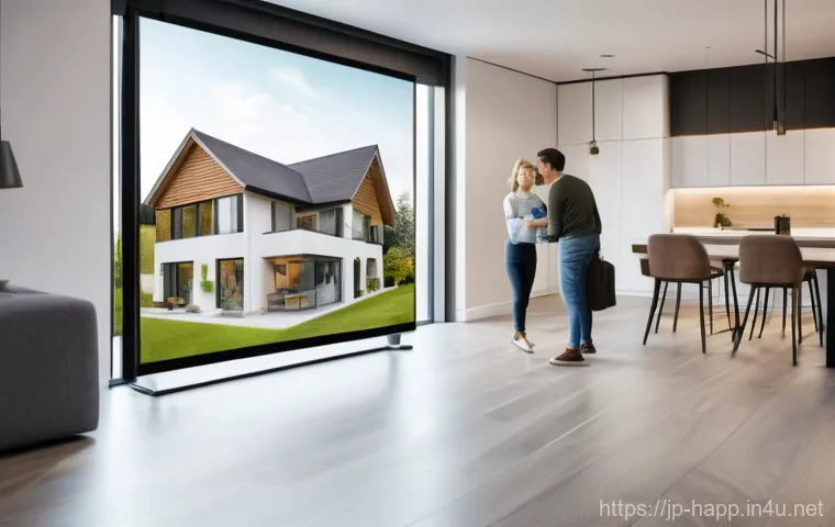 홈시큐리티 시스템 설정 - **"AI-Enhanced Home Security for a Modern Family"**
    A bright, contemporary living room with larg...