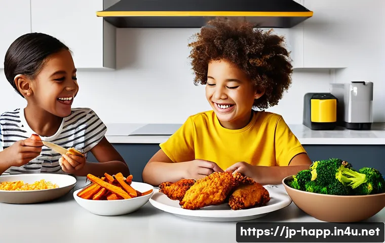 에어프라이어 레시피 모음 - **Prompt 1: A Vibrant Family Dinner with Healthy Air-Fried Favorites**
    A cheerful, diverse famil...