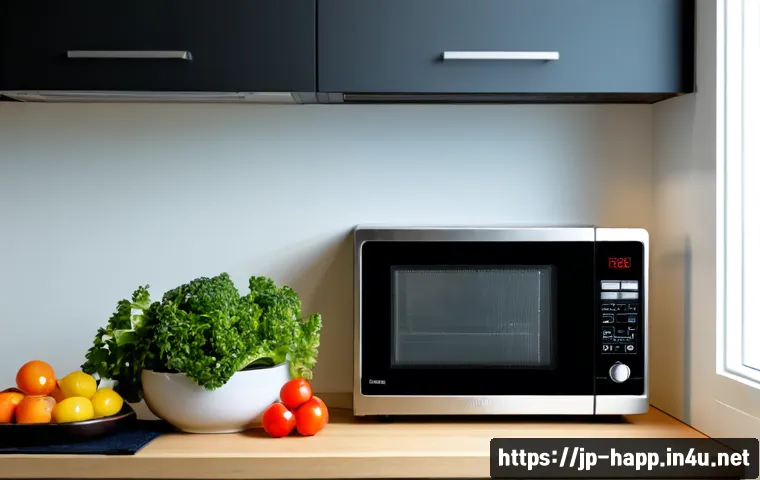 다기능 전자레인지 추천 - Photorealistic modern Japanese kitchen featuring a sleek multifunction countertop microwave oven wit...